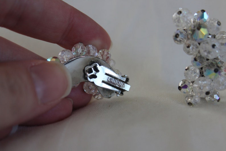Clear Crystal Beaded Ear Climbers Clip ons