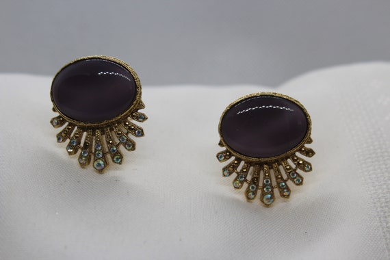 Vintage Light Purple/Lavender Art Deco Earrings - image 4