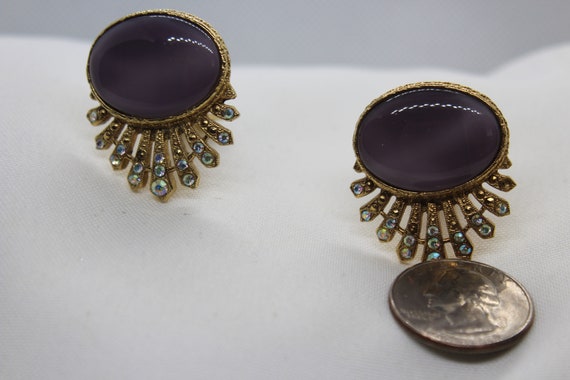 Vintage Light Purple/Lavender Art Deco Earrings - image 8