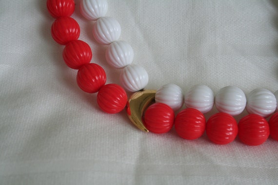 Monet Red White and Gold Beaded Necklace - image 2