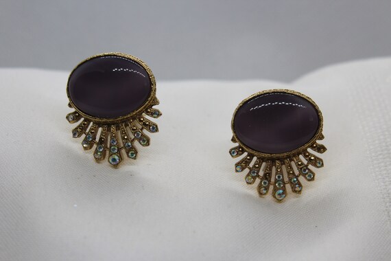 Vintage Light Purple/Lavender Art Deco Earrings - image 5