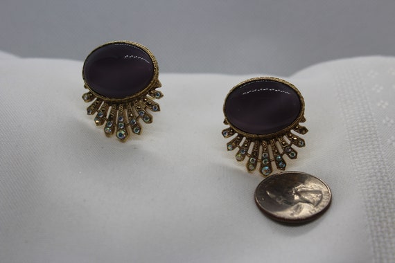 Vintage Light Purple/Lavender Art Deco Earrings - image 7