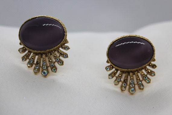 Vintage Light Purple/Lavender Art Deco Earrings - image 1