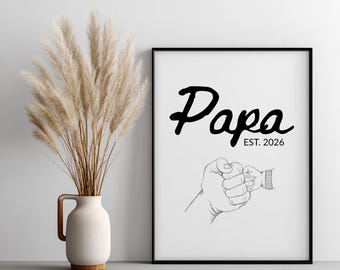 Papa Poster Print – Papa EST 2023 2024 2025 2026 – Vatertag Geschenk Papa – Imprimible Papa Poster – Idee Geschenk für Papa - A5 A4 A3