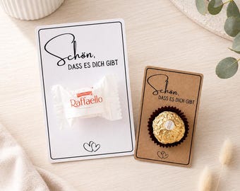Schön, dass es dich gibt Karte DIY / Geschenkidee mit Süßigkeit (Küsschen, Haribo) / Mitbringsel Geburtstag Muttertag Vatertag Valentinstag