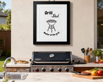 Cartel de Grill Dad – Master of the Grill (Descarga digital), Vatertag Geschenk, Papa Last Minute Idee