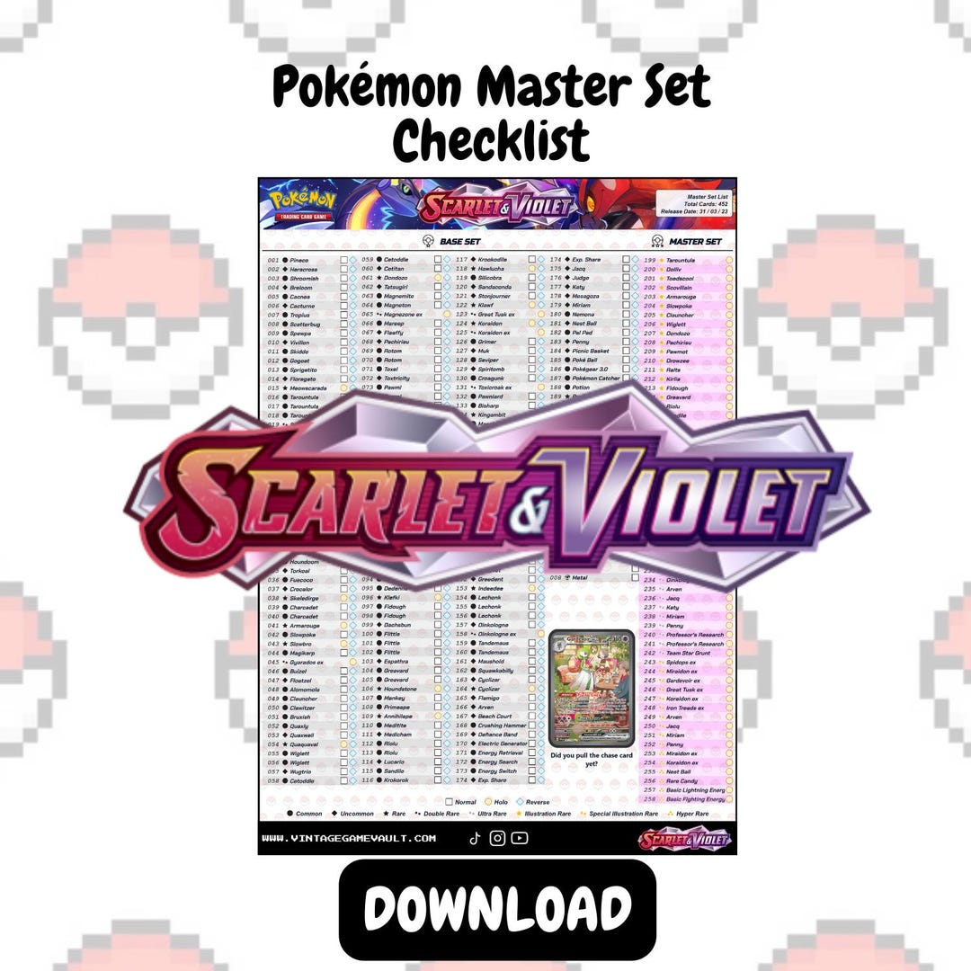 Pokémon Scarlet & Violet - Base Set - Master Set Checklist (download ...