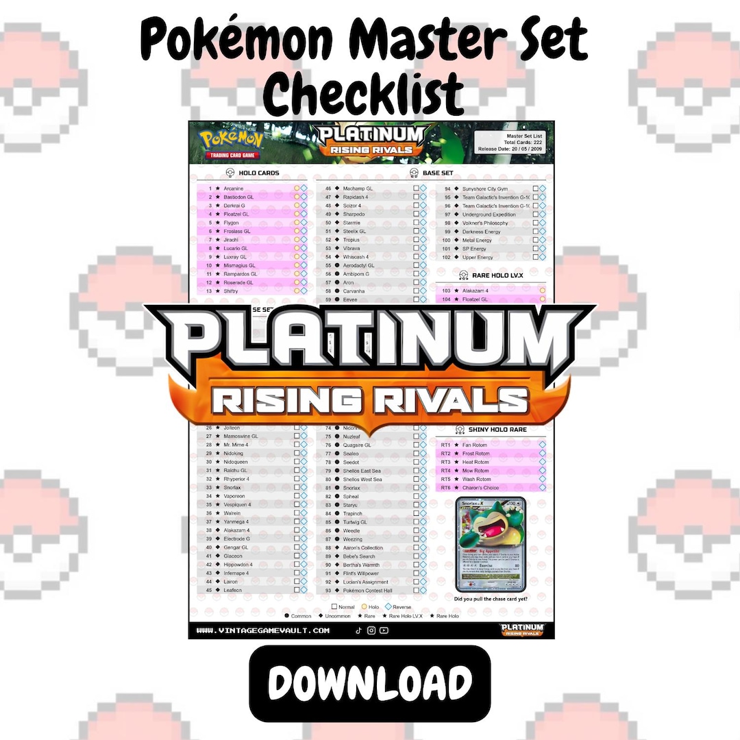 Pokemon Rising Rivals Symbol Pokémon TCG - Rising Rivals - Master Set Checklist (download) - Etsy