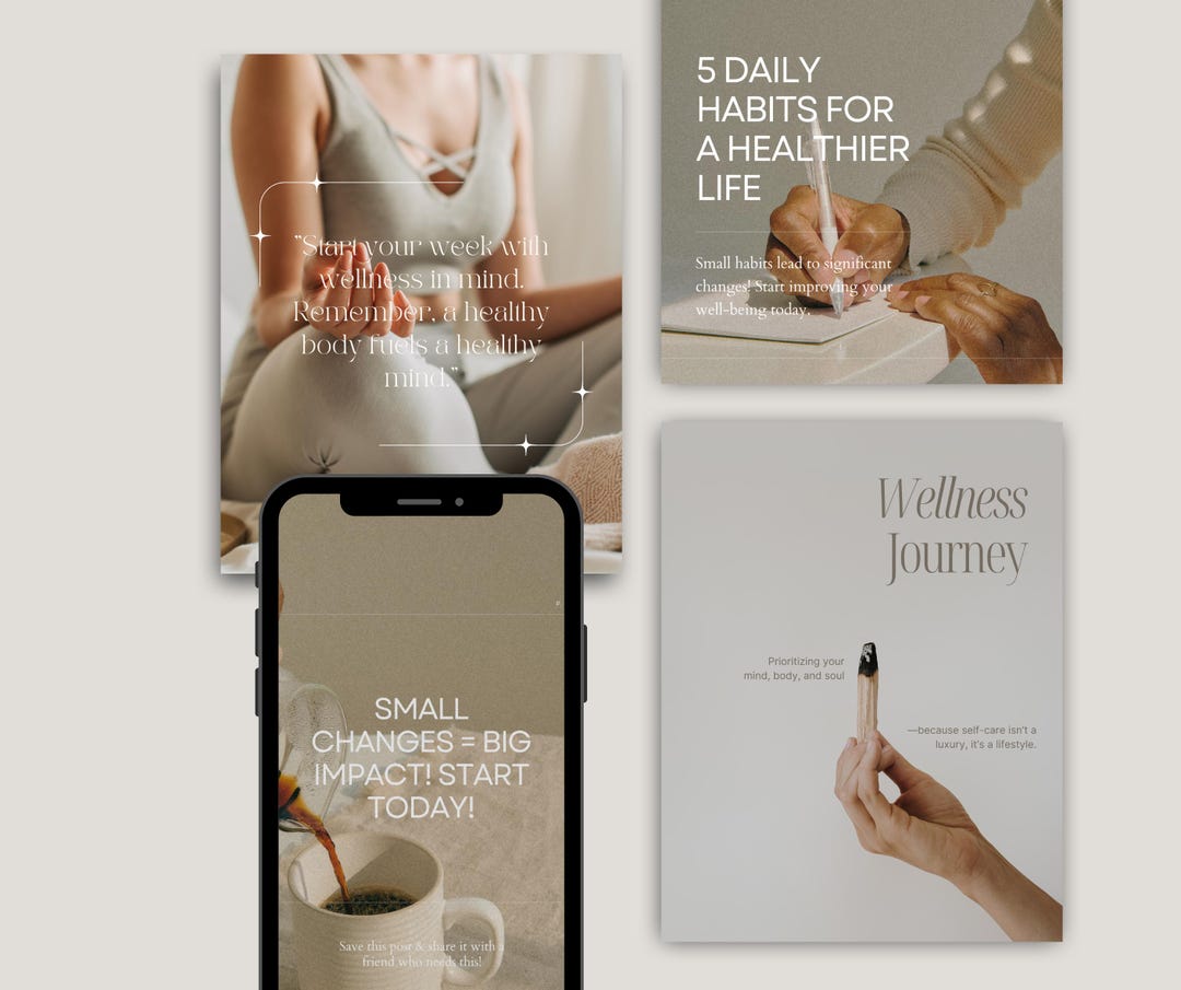 Wellness Instagram Post Templates | Canva Editable Social Media - Etsy