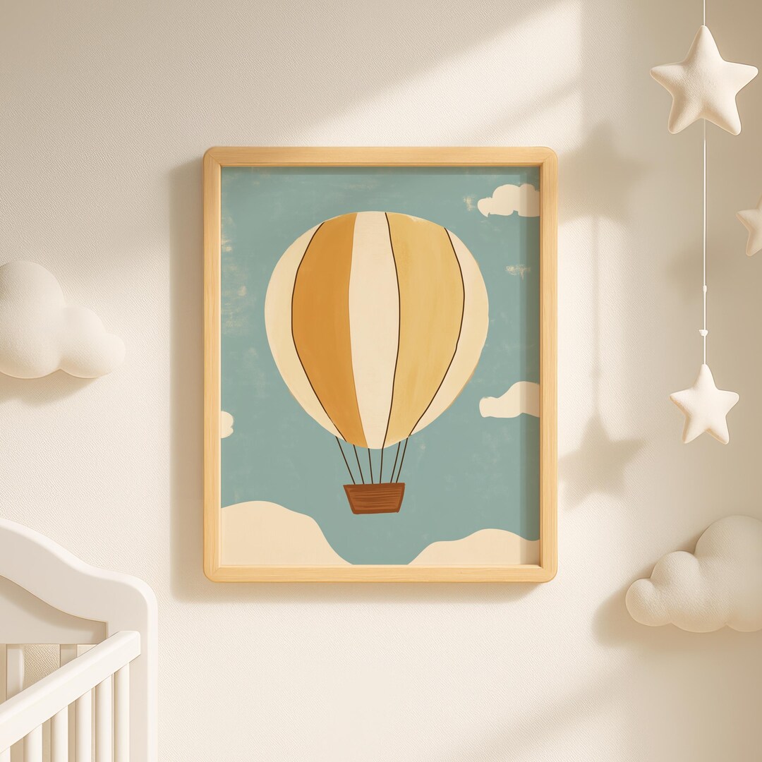 Pastel Hot Air Balloon Nursery Print: Vintage Baby Room Decor (digital ...