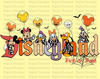 Disneyland Halloween PNG, Mickey and Friends Skeleton Crew Design, Trick or Treat Spooky Season Digital Download, Disney DTF Sublimation