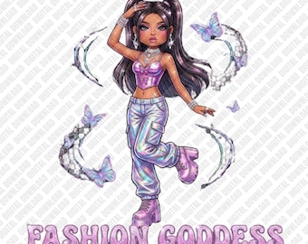 Download digital PNG de Deusa da Moda, Garota Y2K Iridescente para Impressão Digital e Sublimação, Clipart Estético de Borboleta Moderna, Gráfico Feminino em Tons Pastel