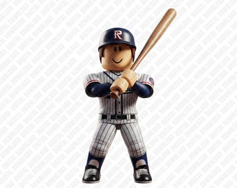 Roblox Baseball Player PNG Gamer Sports Athlete Digital Download Art Sublimation DTF Transfer Character Boy Batter Graphic Design