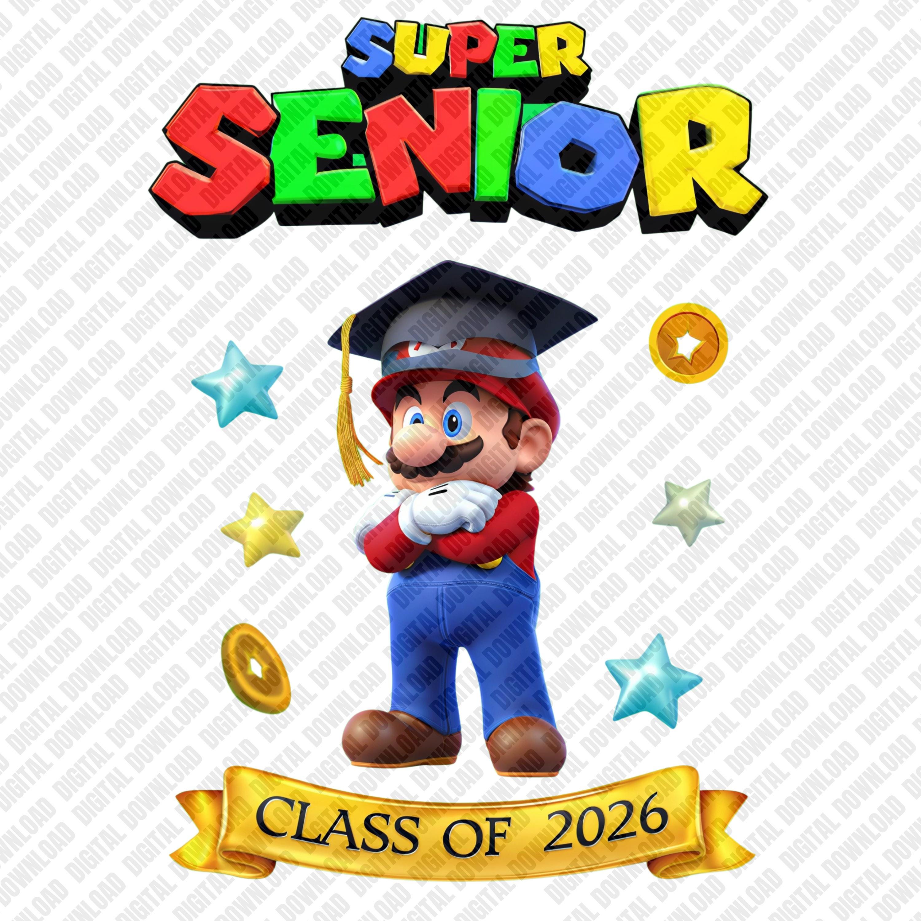 Mario Graduation Topper Super Mario Senior Class of 2026 PNG, Video Game Graduation Design ...