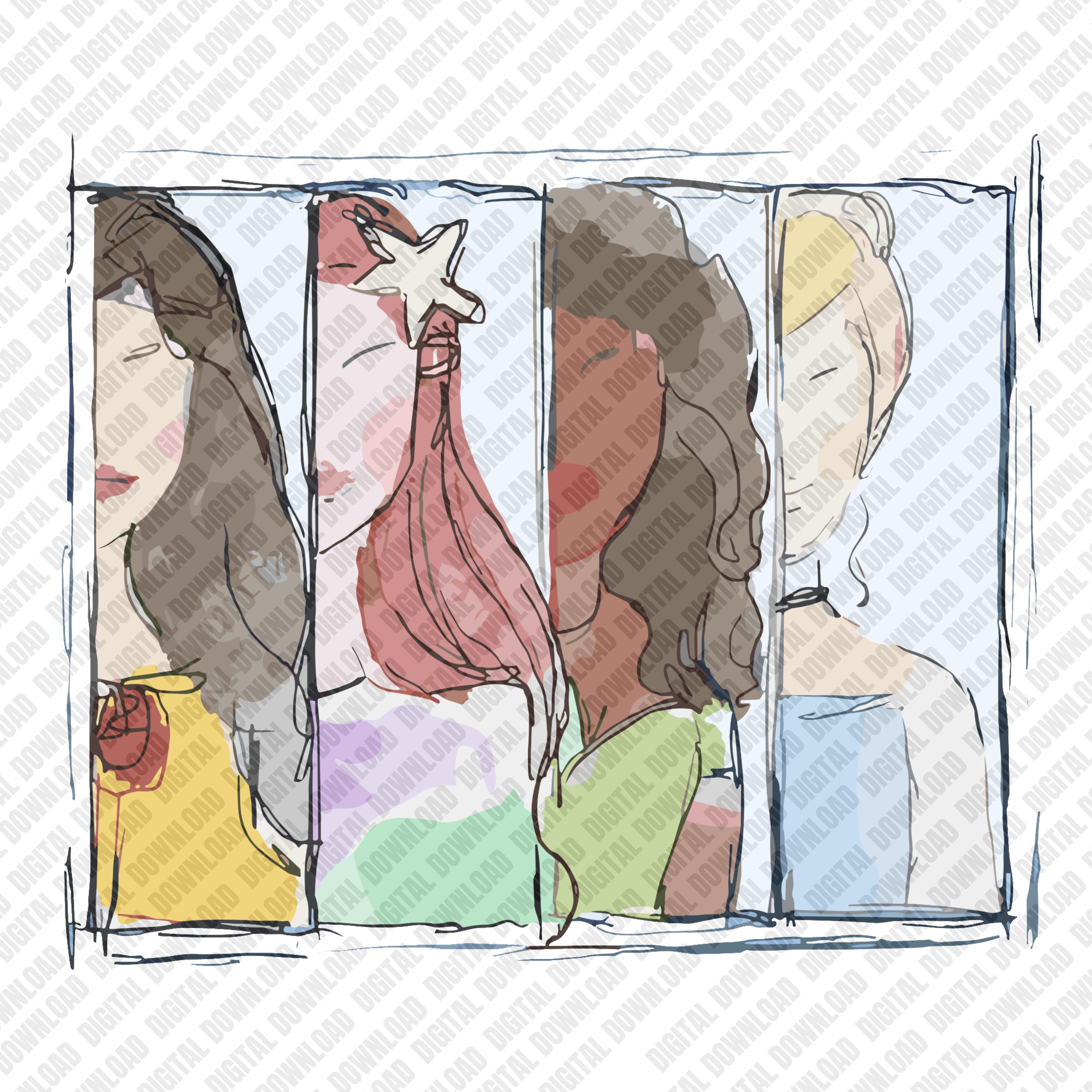 Faceless Princess Panel PNG, Watercolor Squad Sublimation Design ...
