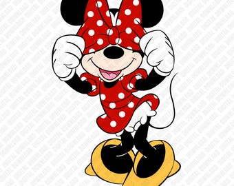 Minnie Peekaboo PNG, Cute Minnie Mouse Clipart, Polka Dot Bow Cartoon Character PNG, Kids Shirt Design Sublimation PNG