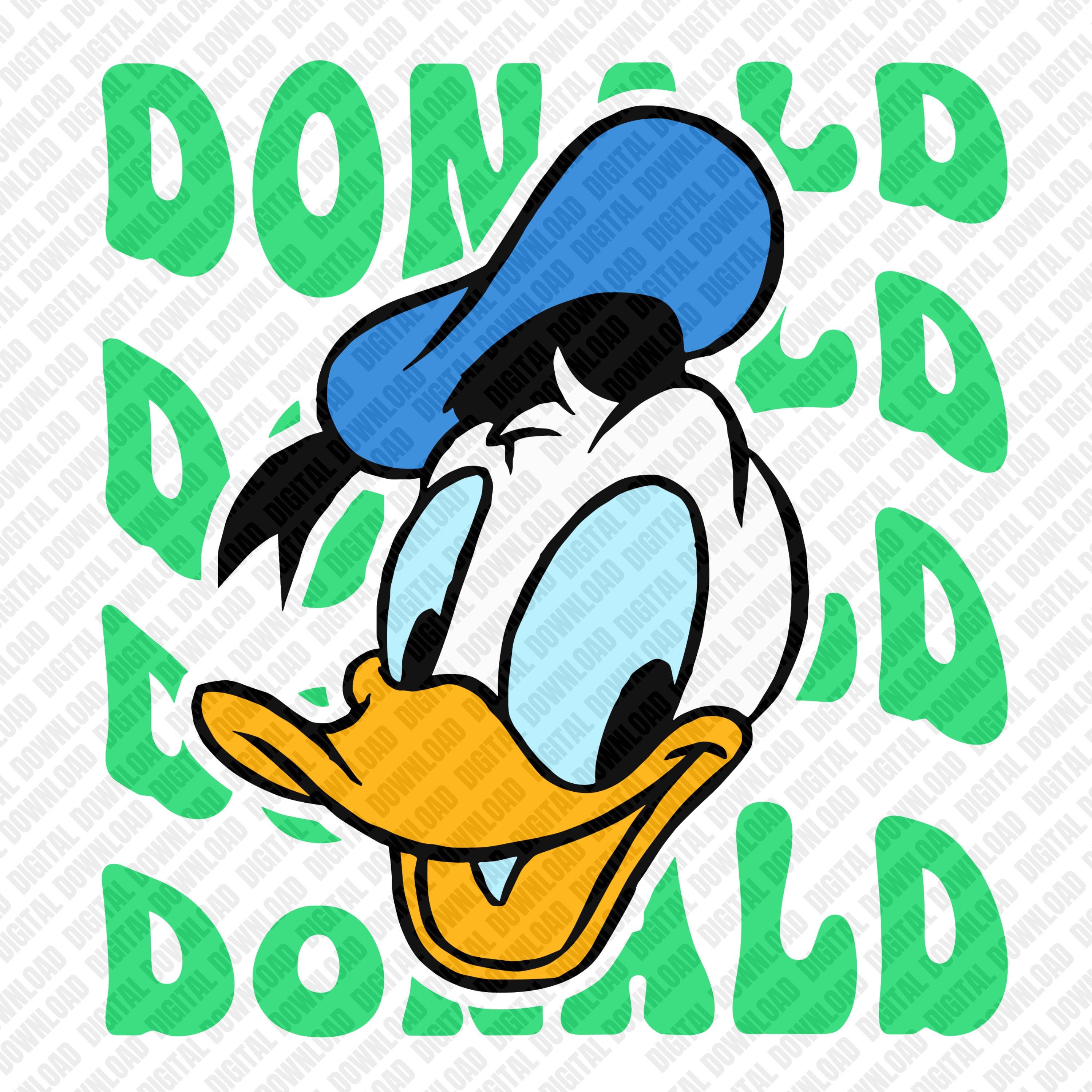 Donald Duck PNG Green Wavy Text Sublimation Retro Donald DTF Transfer ...