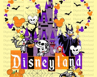Disneyland Halloween PNG, Spooky Castle Mickey and Friends Design, Trick or Treat Spooky Season Digital Download, Disney DTF Sublimation