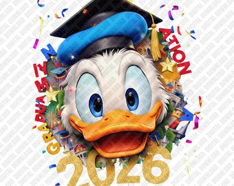 Immagine PNG di Paperino dell'era della laurea, Classe del 2026, Download digitale, Design per sublimazione dell'ultimo anno, Maglietta di laurea PNG, Clip art magica PNG