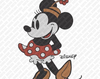 Vintage Minnie Mouse PNG, Retro Classic Disney Sublimation Design, Old School Minnie Clipart, Digital Download for Nostalgic Shirt DIY