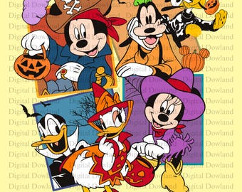 Disney Halloween PNG, Mickey and Friends Pumpkin Tea Cup Design, Spooky Season Trick or Treat Digital Download, Halloween DTF Sublimation
