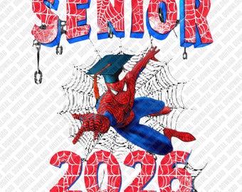 Immagine PNG di Spiderman per la classe del 2026, design di laurea a tema supereroi, download digitale ispirato alla Marvel per la classe del 2026, trasferimento DTF per la laurea del 2026