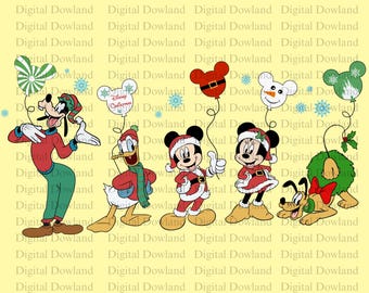 Disney Mickey and Friends Christmas PNG, Retro Holiday Characters Digital Download for DTF and Sublimation, Xmas Family Vacation Art
