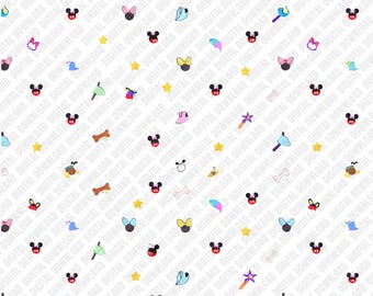 Disney ikoner sömlösa mönster PNG Mickey Minnie Goofy Pluto sublimering DTF överföring digital nedladdning konst karaktär klistermärke bakgrundskonst