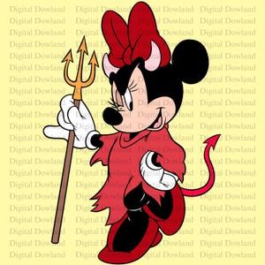 Minnie Mouse Devil PNG, Spooky Disney Halloween Girl Design, Minnie Devil Costume Digital Download, Halloween DTF Transfer Sublimation 2026