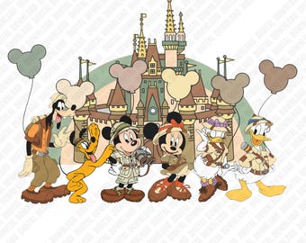 Safari Squad PNG Mickey and Friends Castle Design, Family Vacation Sublimation, Animal Kingdom DTF Transfer, Safari Trip Digital Download