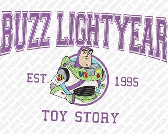 Buzz Lightyear PNG, Toy Story Est 1995 Sublimación, Retro Pixar DTF Transferencia, Space Ranger Descarga Digital Arte