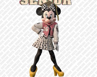 Minnie Mouse Senior Class of 2026 PNG, design vintage per giacca da college per la laurea, download digitale Disney Senior 2026, sublimazione per la laurea