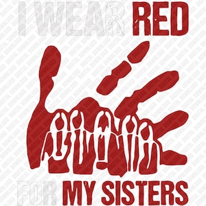 Jag bär rött för mina systrar PNG, saknade och mördade ursprungskvinnor skjortdesign, MMIW medvetenhet clipart, social rättvisa digital nedladdning