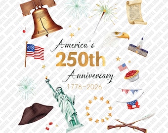Amerikas 250-årsjubileum PNG 1776-2026 USA:s självständighet Mickey Minnie Donald Goofy Pluto sublimering DTF överföring digital nedladdningsbar konst