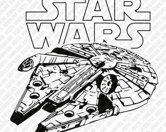 Star Wars Millennium Falcon PNG, Han Solo Chewbacca Spaceship Sublimation, Kessel Run Corellian Freighter Digital Download, Retro DTF Shirt