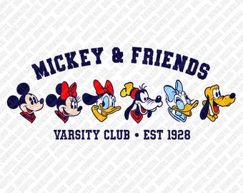 Mickey & Co PNG Original Crew Est 1928 Mickey Minnie Donald Daisy Goofy Pluto Sublimation DTF Transfer Digital Download Art Character