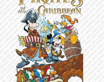 Pirates of the Caribbean Mickey Donald Goofy PNG, Skeleton Boat Ride Sublimation, Retro Park Adventure Digital Download, Vintage DTF Shirt