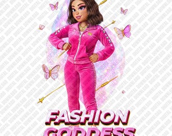 Download digital PNG de Deusa da Moda, Garota de Agasalho Rosa Y2K para Impressão Digital e Sublimação, Clipart Estético de Borboleta Moderna, Arte Gráfica Feminina