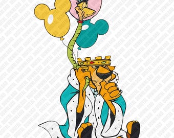 Prins John Sir Hiss PNG, Robin Hood-skurk sublimeringsdesign, Musse Pigg-öronballonger Clipart, digital nedladdning för retrofilm DIY-skjorta