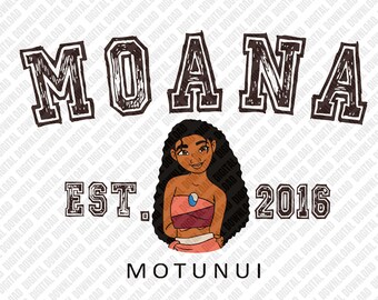Moana Motunui PNG, Varsity Collegiate Est 2016 Sublimation Design, Voyager Princess Digital Download, Tropical Island Girl DTF Shirt Art