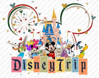 Disney Trip 2026 PNG, Mickey and Friends Castle Fireworks Sublimation, Retro Family Vacation Squad Shirt, Magical Kingdom, Digital Download