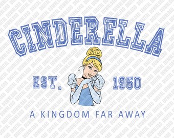 Cinderella Kingdom Far Away PNG, Varsity Collegiate Est 1950 Sublimation Design, Midnight Magic Princess DTF Digital Download