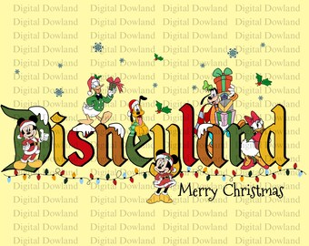 Disneyland Merry Christmas PNG, Mickey and Friends Holiday Digital Download for DTF and Sublimation, Disney Winter Vacation T-Shirt Art