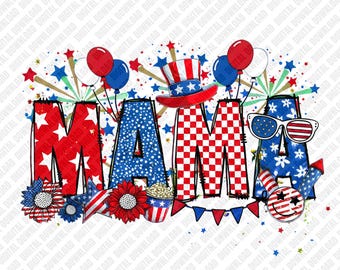 American Mama PNG 4th of July Patriotic Mother's Day Gift Sublimation DTF Transfer Digital Download Art USA Flag Graphic Design