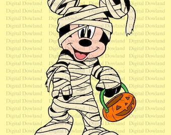 Mickey Mouse Mummy PNG, Spooky Disney Halloween Design, Mickey Head Mummy Wrap Digital Download, Halloween DTF Transfer Sublimation 2026 Art