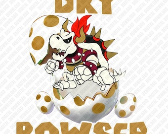 Dry Bowser PNG, Dry Bowser Hatching from Egg Sublimation, Retro Video Game Skeleton Villain DTF Transfer, King Koopa Digital Download Art