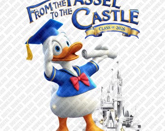 Paperino Laurea PNG, Nappa al Castello Download Digitale, Design per Sublimazione Classe Senior 2026, Maglietta di Laurea PNG, Clip Magica