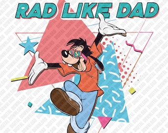 Max Goof Rad Like Dad PNG Retro 90s Style Sublimation Father Gift DTF Transfer Geometric Neon Digital Download Art Character Sticker Graphic