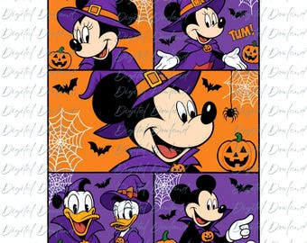 Mickey Mouse Halloween PNG, Disney Halloween PNG, Witch Hat Mickey Art, Spooky Spiderwebs Design, Purple Orange Mascot, Mickey Download