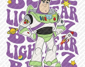 Buzz Lightyear PNG, Sublimación de Space Ranger, Transferencia DTF retro de Toy Story, Arte digital de descarga hasta el infinito